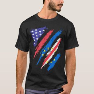 T-shirt Cabo Verdean Patriot Américain Cultivé Heart Flag 