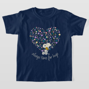 T-shirt cacahuètes en fleur   Snoopy Heart