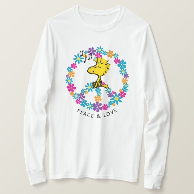 T-shirt cacahuètes | Panneau de paix aux fleurs de bois (Design devant)