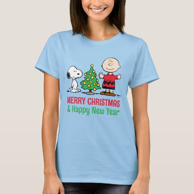 T-shirt cacahuètes | Snoopy & Charlie Arbre de Noël Brown (Devant)
