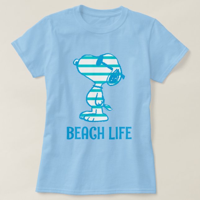 T-shirt cacahuètes | Snoopy Cyan Stripes Lunettes de solei (Design devant)