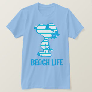 T-shirt cacahuètes Snoopy Cyan Stripes Lunettes de solei