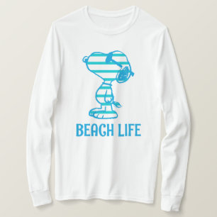 T-shirt cacahuètes Snoopy Cyan Stripes Lunettes de solei