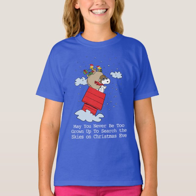 T-shirt cacahuètes | Snoopy l'As Volant à Noël (Devant)