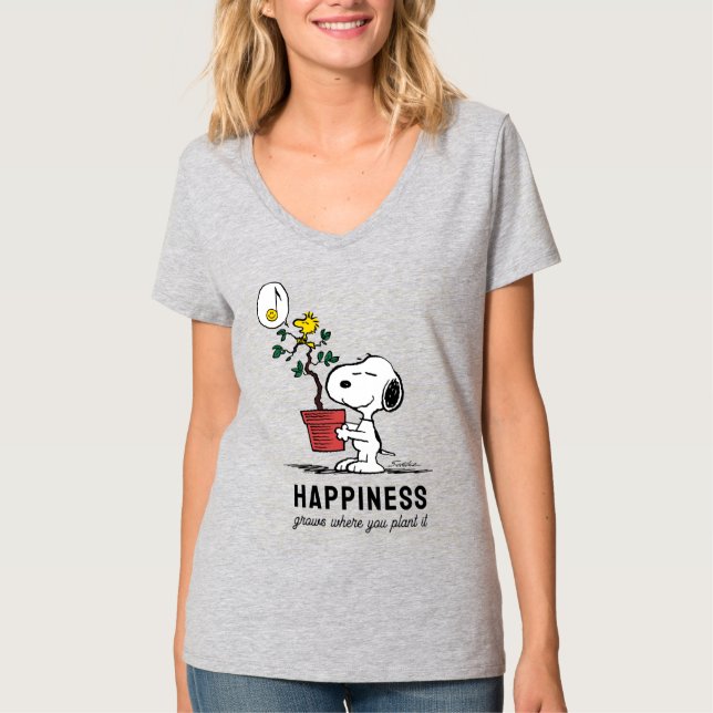 T-shirt cacahuètes | Snoopy & Woodstock Plante A Tree (Devant)