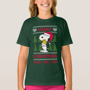 T-shirt cacahuètes   Snoopy & Woodstock Santa Claus Hug