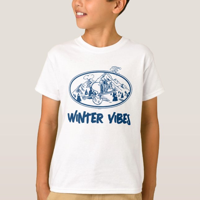 T-shirt cacahuètes | Snoopy & Woodstock Skiing (Devant)