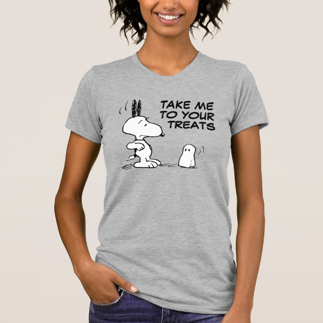 T-shirt cacahuètes | Woodstock Scares Snoopy (Devant)
