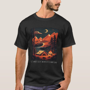 T-shirt Cacher Et Chercher Champion du Monde Rétro camping