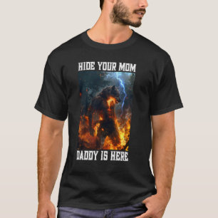 T-shirt Cacher Votre Maman Papa Est Ici Werewolf Mème Crin