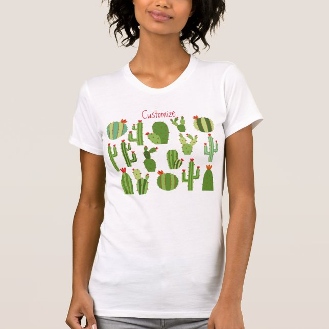 T-shirt Cactus à fleurs rouges agrafés Plantes Thunder_Cov (Devant)