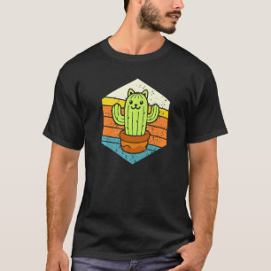 T-shirt Cactus de chat rétro pour hommes et femmes jardin