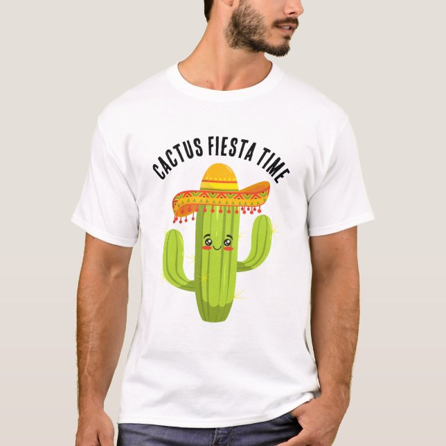 T-shirt Cactus Fiesta Time Drôle Humour (Devant)