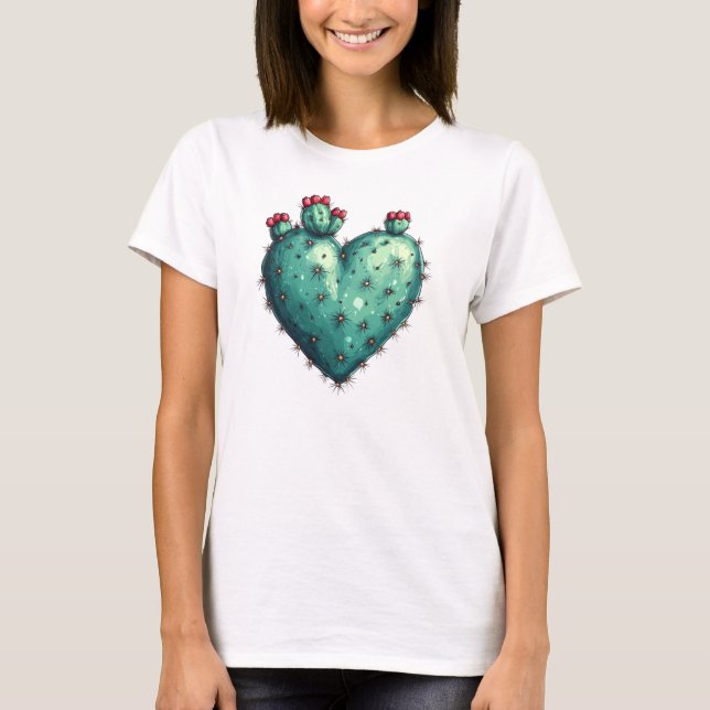 T-shirt Cactus Heart Valentine's Day (Devant)