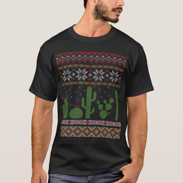 T-shirt Cactus laide de Noël moche Cactus Succ sud-ouest (Devant)
