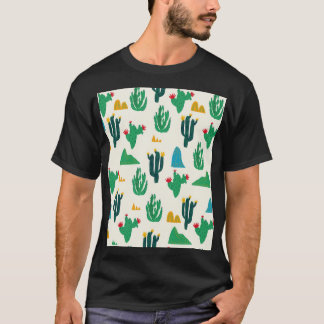 T-shirt Cactus Naturel : Art Folk Sans Couleur.