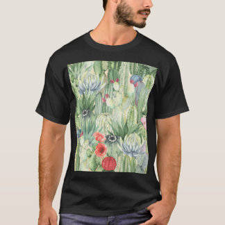 T-shirt Cactus, succulents : aquarelle florale imprimé.