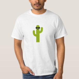 T-shirt Cactus verts mignons souriants portant des lunette