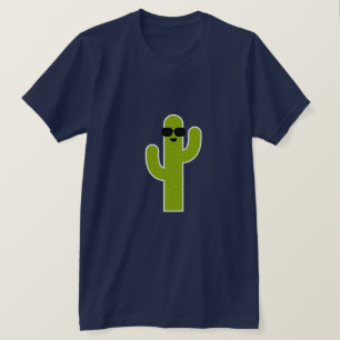 T-shirt Cactus verts mignons souriants portant des lunette
