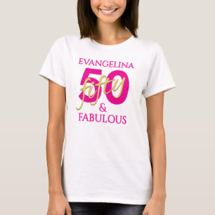 T-shirt Cadeau 50 ans Nom personnalisé 50 et Fabuleux 