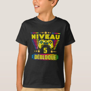 T-shirt Cadeau 5 ans Anniversaire Gamer Niveau 5 Débloqué