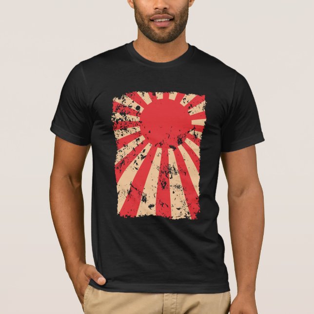 T-shirt Cadeau affligé par drapeau du Japon de regard de (Devant)