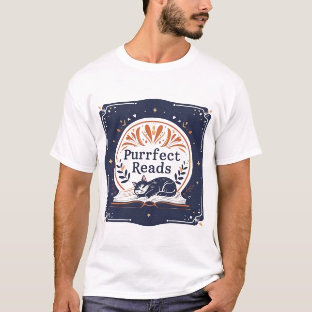 T-shirt Cadeau Chat Réservé - Lectures Purrfect (Devant)
