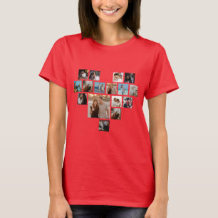 T-shirt Cadeau Couples Saint Valentin Coeur Photo Collage