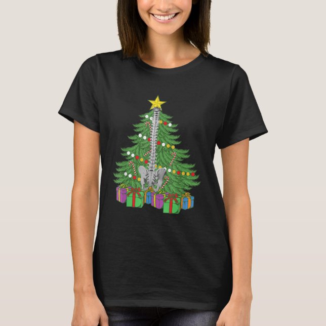 T-shirt Cadeau d'anatomie de l'arbre de Noël chiropratique (Devant)