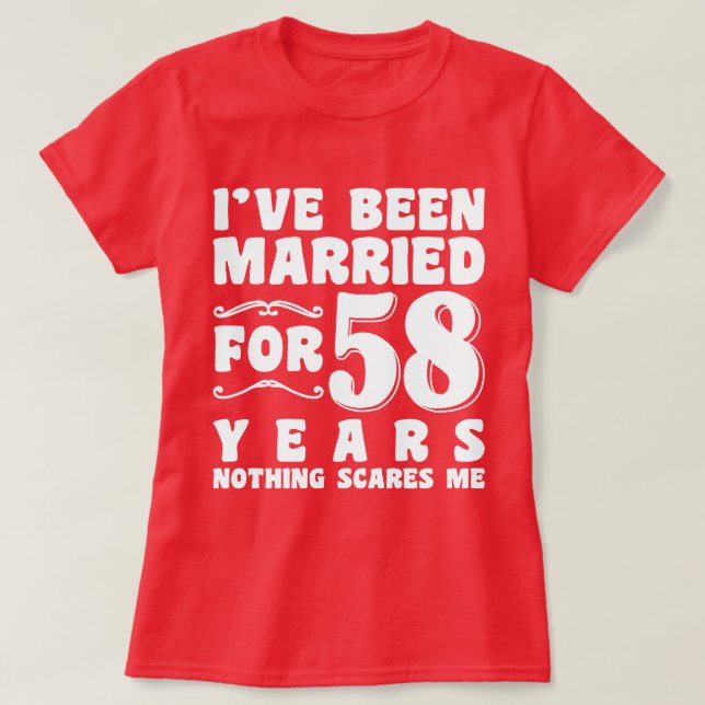 T-shirt Cadeau d'anniversaire de mariage de 58 ans (Design devant)