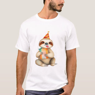 T-shirt Cadeau d'anniversaire de paresseux chapeau de fête