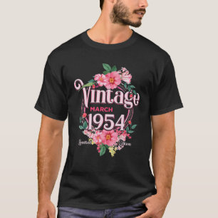 T-shirt Cadeau D'Anniversaire Femme Né En Mars 1954 Fleurs