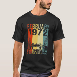 T-shirt Cadeau de 50 ans Février 1972 Édition limitée 50T