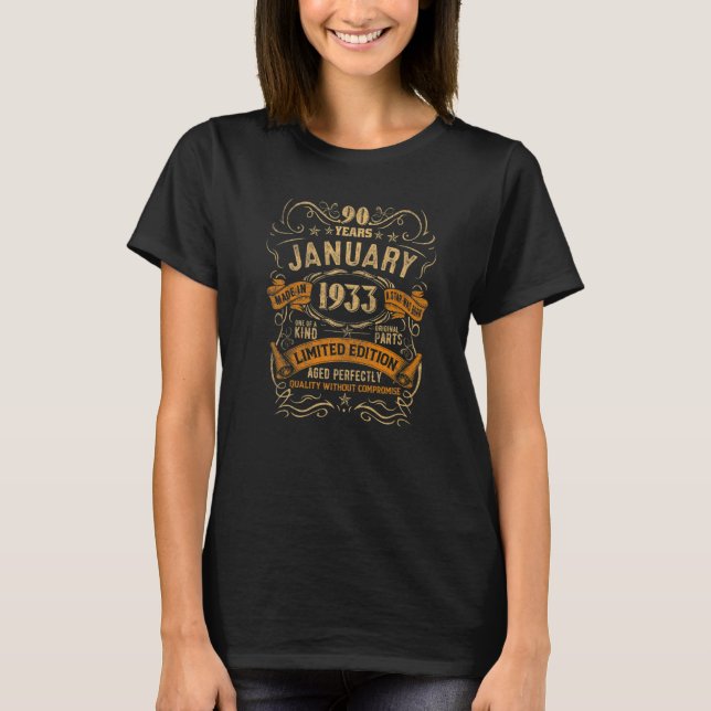 T-shirt Cadeau de 90 ans Awesome depuis Janvier 1933 90e (Devant)
