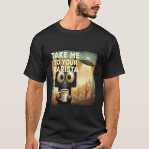 T-shirt Cadeau de café UFO de chat drôle pour les amateurs