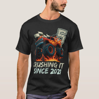 T-shirt Cadeau de camion monstre pour garçon de 5 ans pour