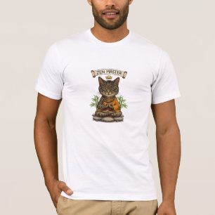 T-shirt Cadeau de chat de maître zen drôle chat gris tabby