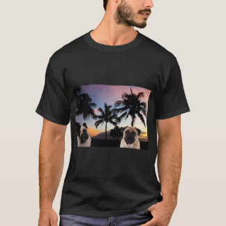 T-shirt Cadeau de chien Pug ciel rustique de campagne vint
