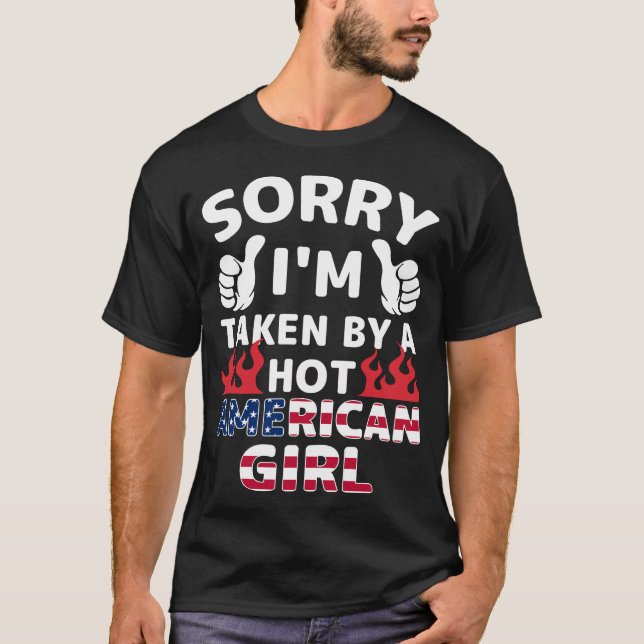 T-shirt Cadeau de copine de la petite amie américaine (Devant)