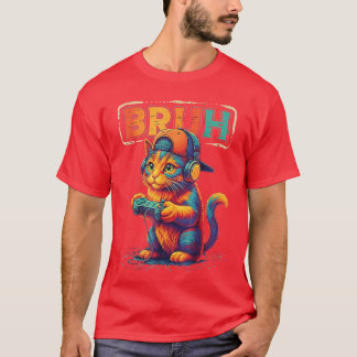 T-shirt Cadeau de jeux vidéo pour chat Gamer Bruh pour gar