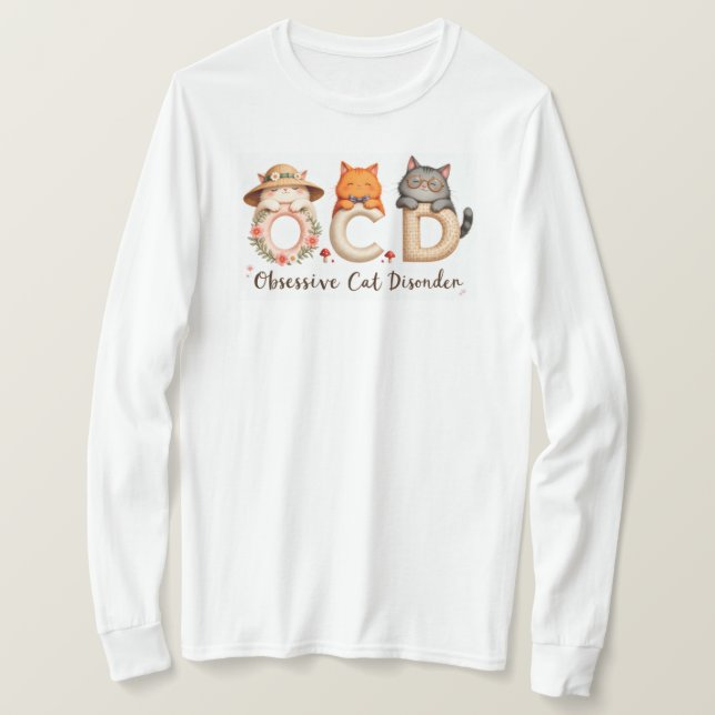 T-shirt Cadeau de la dame de chat - Trouble de chat obsess (Design devant)