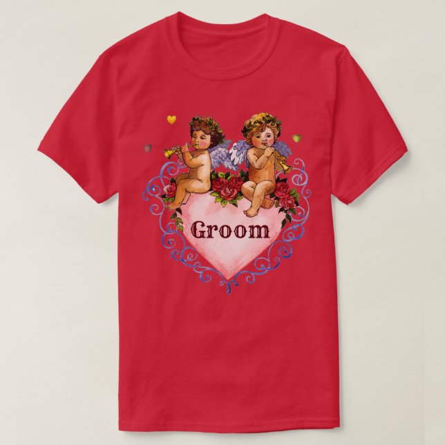 T-shirt Cadeau de mariage garçon d'honneur anges chérubins (Design devant)