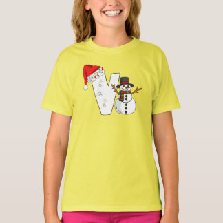 T-shirt Cadeau de Noël lettre v blanche