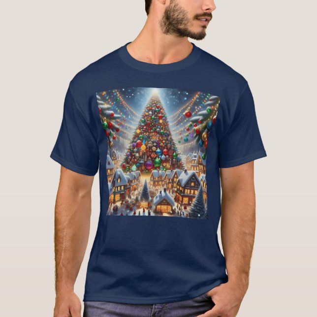 T-shirt cadeau de Noël Village (Devant)