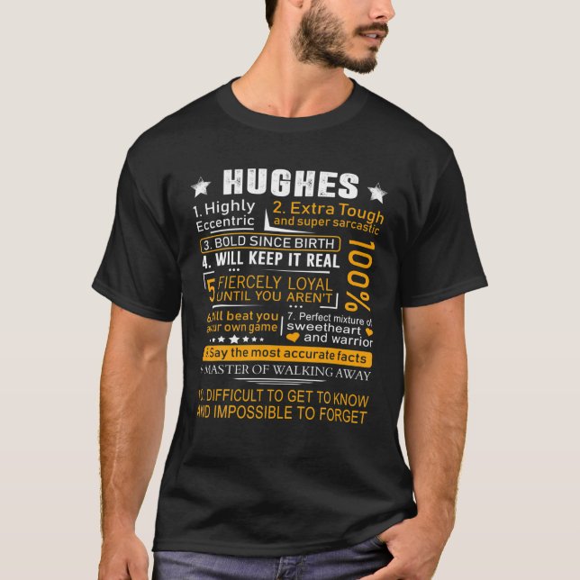 T-shirt Cadeau de nom Hughes - Hughes - Hughes Nom de fami (Devant)