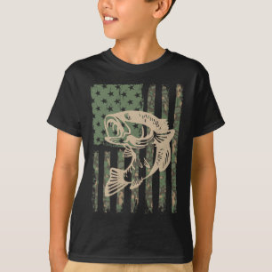 T-shirt Cadeau de pêche camouflage Drapeau Usa Grande Bouc