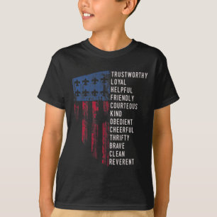 T-shirt Cadeau de scoutisme vintage Drapeau américain Loi 
