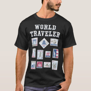 T-shirt Cadeau de timbres de voyage mondial pour les voyag