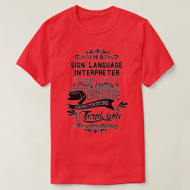 T-shirt Cadeau D'Interprète En Langue Des Signes Présenté  (Design devant)