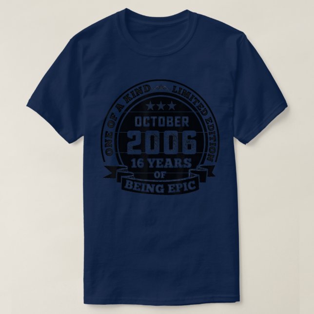 T-shirt Cadeau du 16 octobre 2006 16e anniversaire 16 ans  (Design devant)